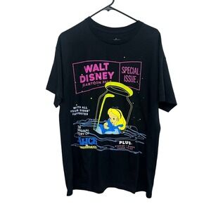 Disney Alice in Wonderland Tee L Black Retro‎ Comic Cartoon Pals Y2K Streetwear